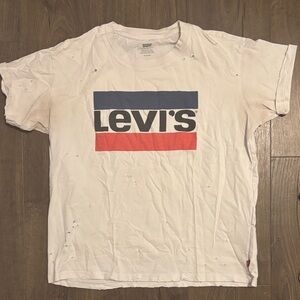 Levi's White Tee with Blue and Red Logo